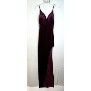 B. Darlin Long Dress Women's 3/4 Burgundy Velvet Spaghetti Strap Party Sexy Maxi
